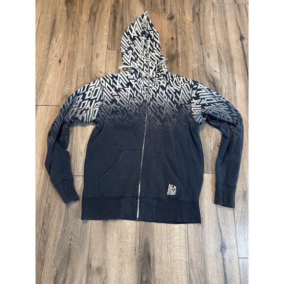 Billabong Mens M Hoodie Black & Gray Spell Out Logo Graphic Zippered Cotton Poly - Picture 3 of 7